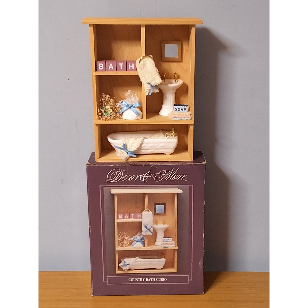 Vintage Decor & More Country Bath Curio Shadow Box Wall Display With Box